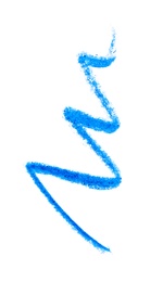 Photo of Blue pencil scribble on white background, top view