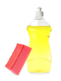 Photo of Cleaning supply and sponge for dish washing on white background