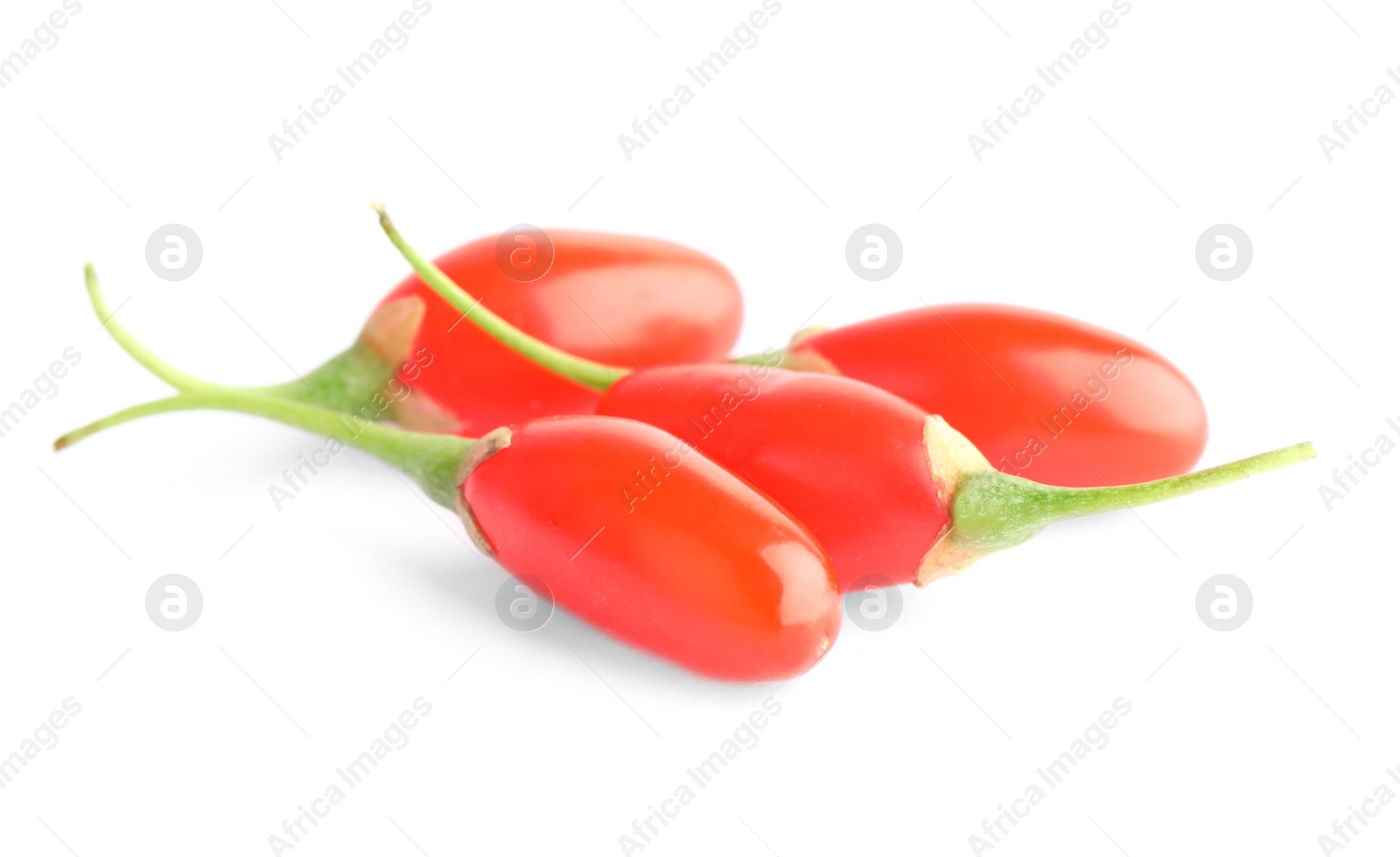 Photo of Fresh goji berries on white background. Healthy superfood