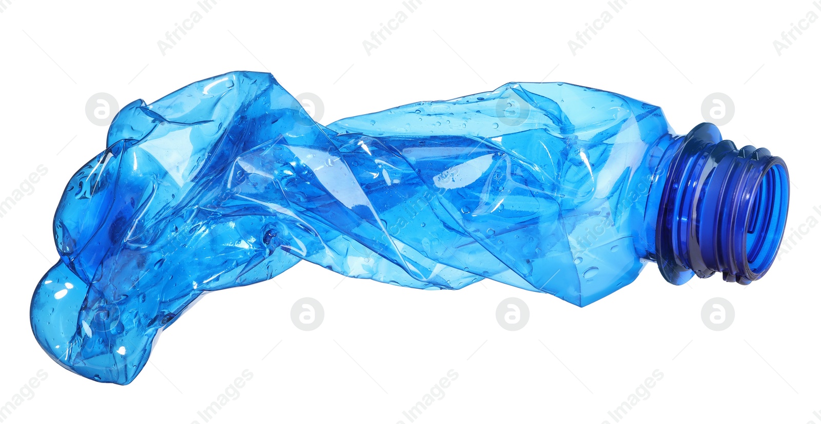 Photo of Crumpled disposable plastic bottle isolated on white