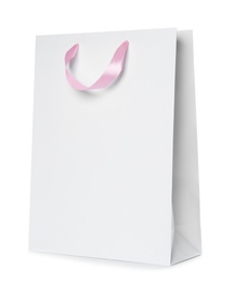 Paper shopping bag isolated on white. Mock up for design