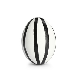 Photo of Painted Easter egg on white background. Stylish design