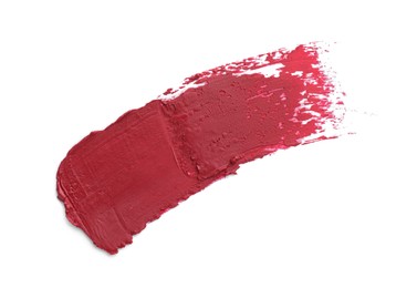 Photo of Swatch of lipstick isolated on white, top view