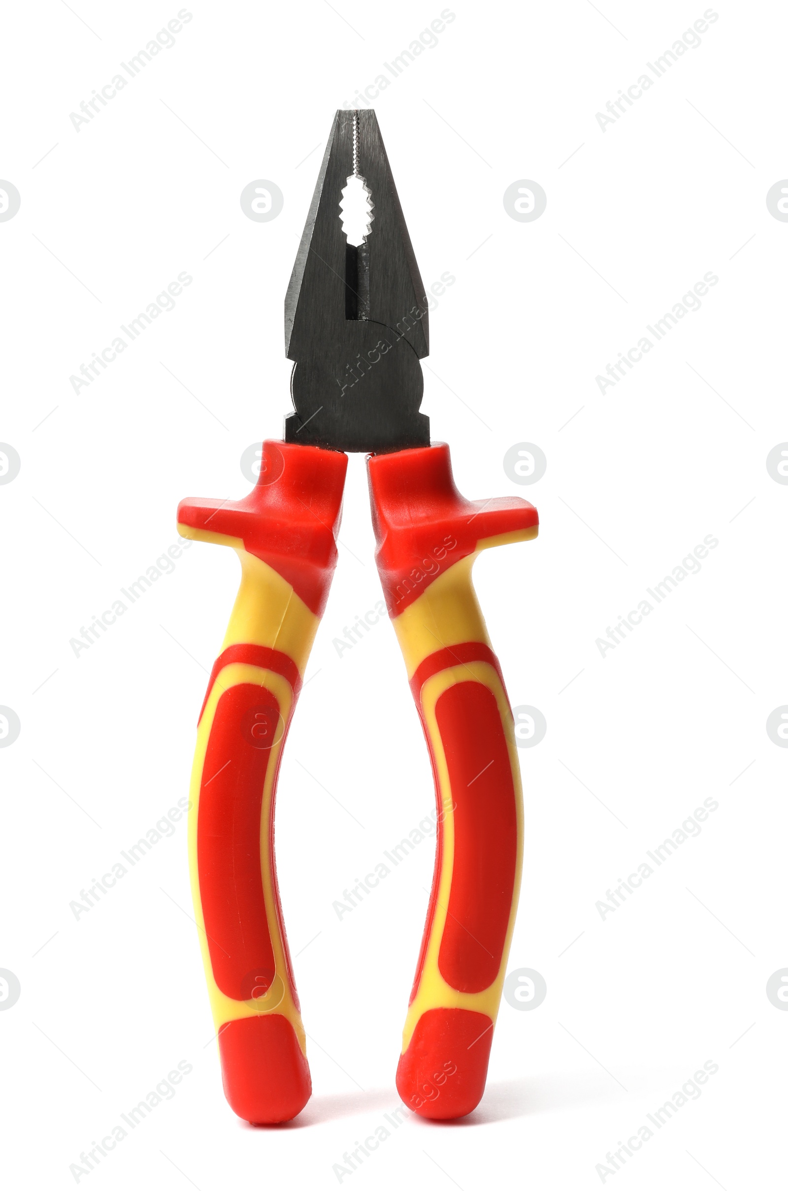 Photo of New pliers isolated on white. Construction tool