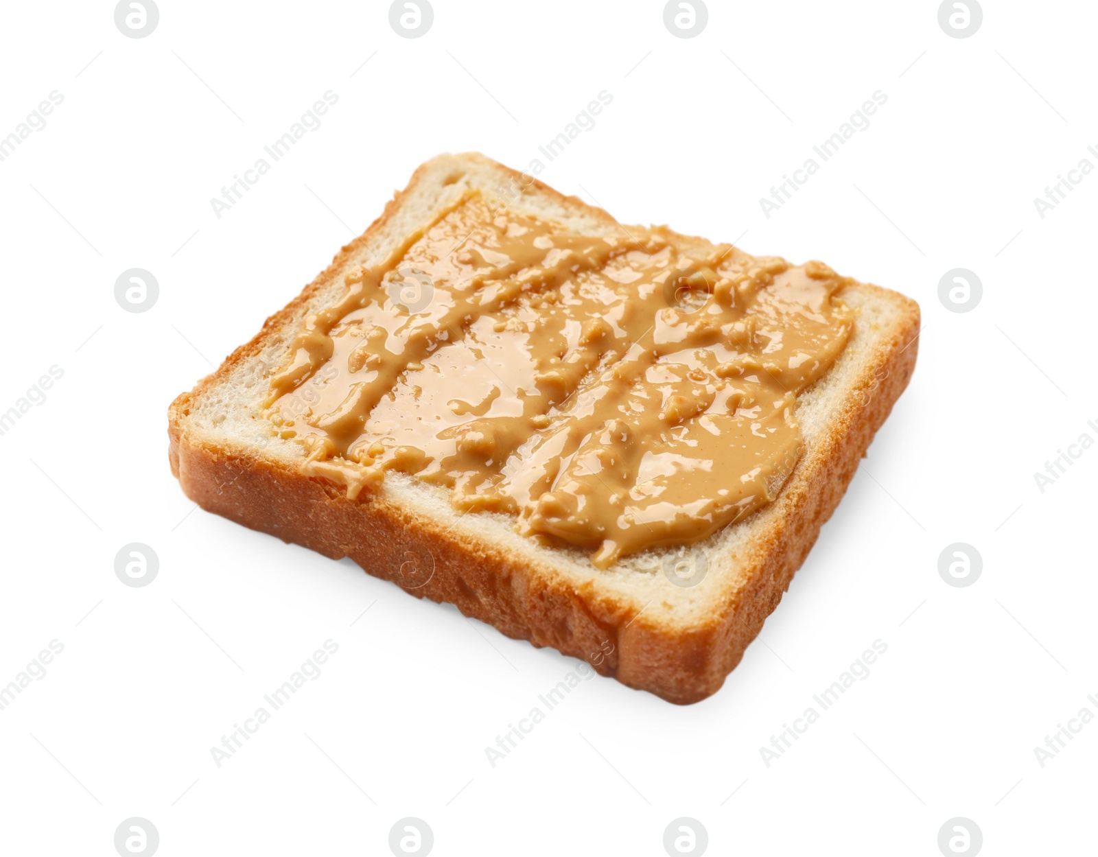 Photo of Delicious toast with peanut butter isolated on white