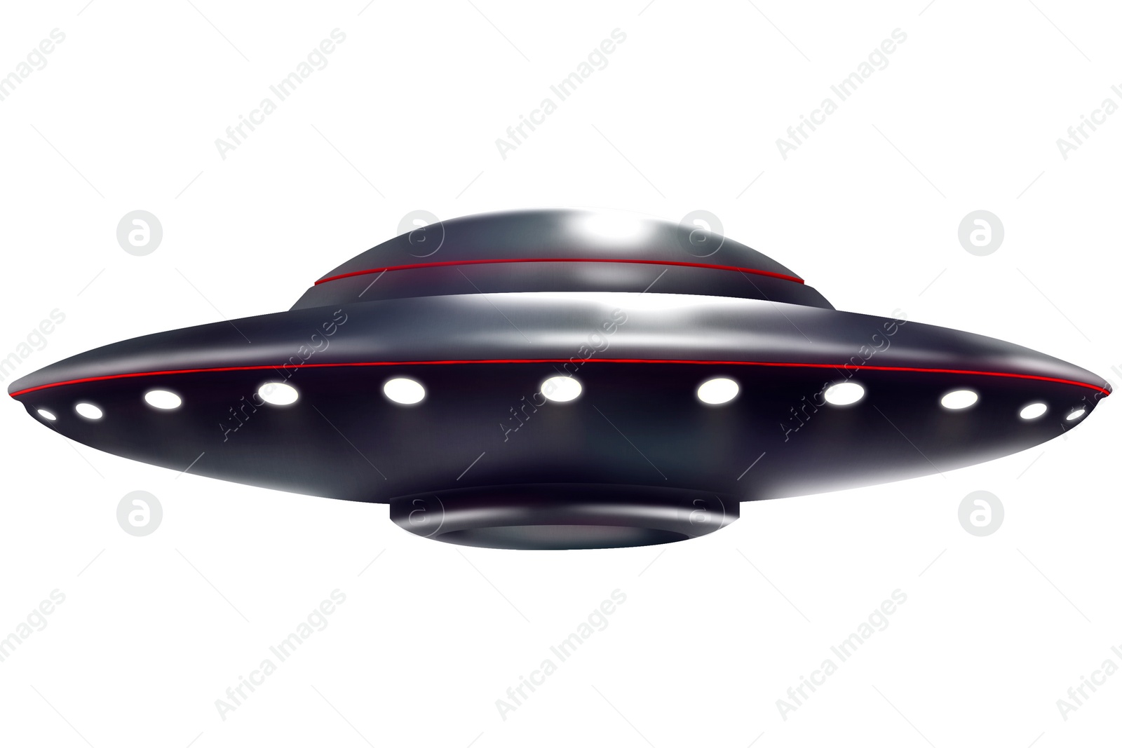 Illustration of UFO. Alien spaceship on white background, illustration