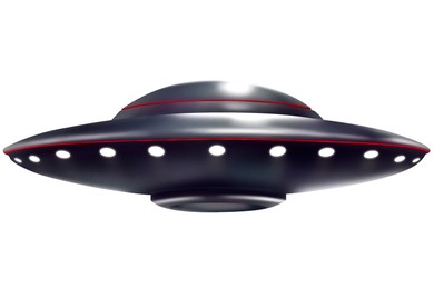UFO. Alien spaceship on white background, illustration