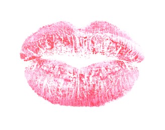 Lipstick kiss mark isolated on white, top view