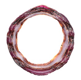 Slice of grilled red onion isolated on white