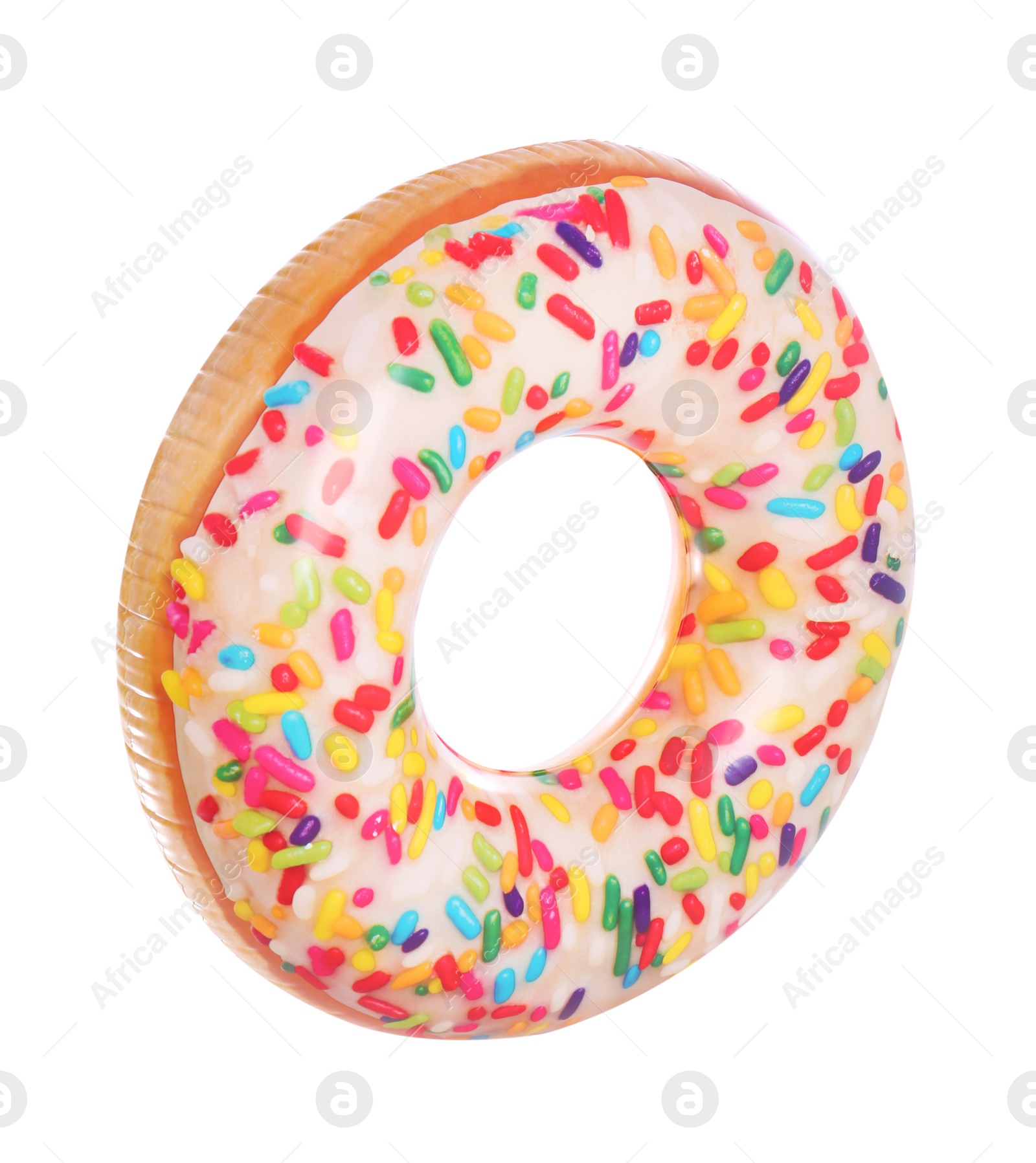 Photo of Bright inflatable donut ring isolated on white