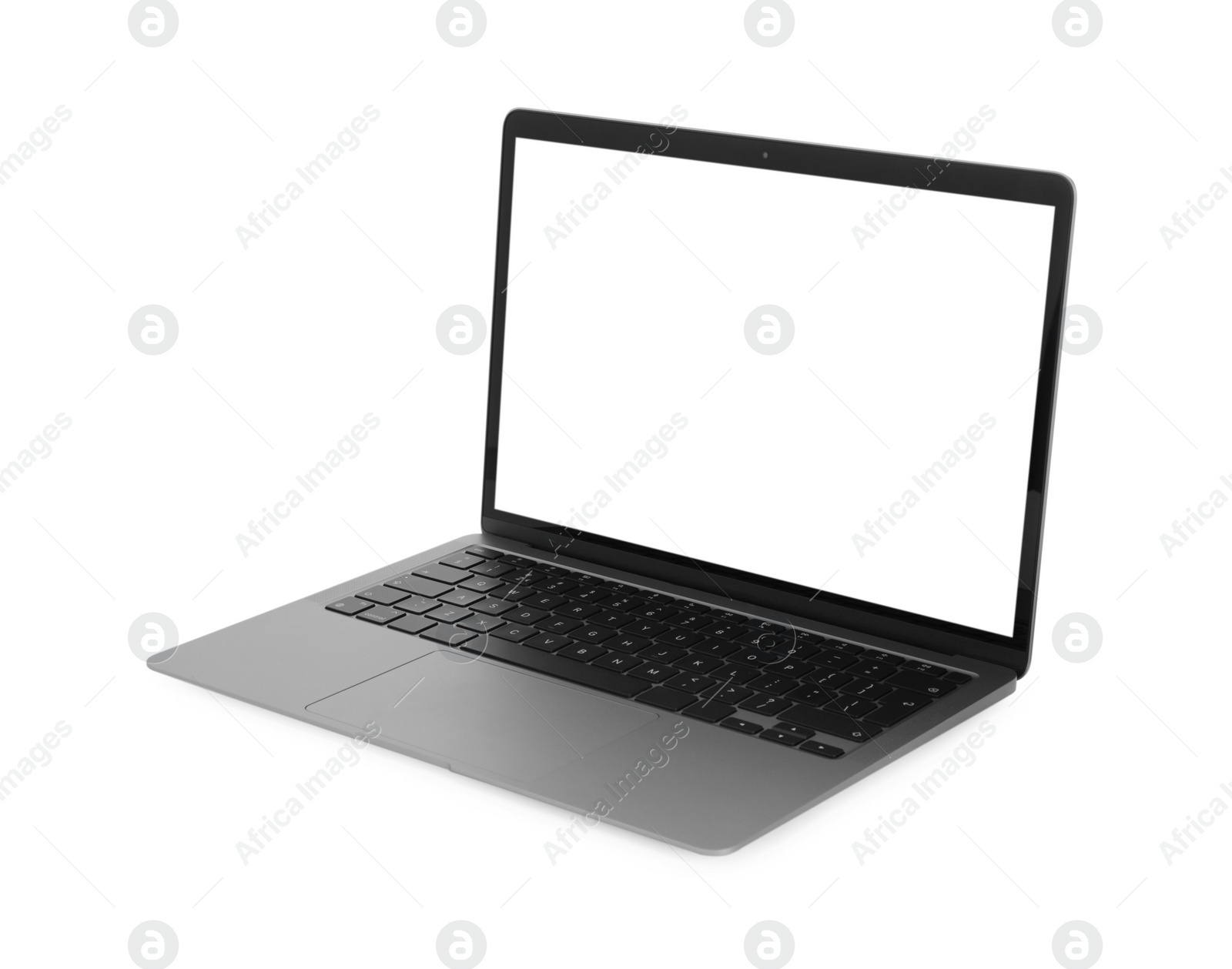 Photo of Laptop with blank screen isolated on white