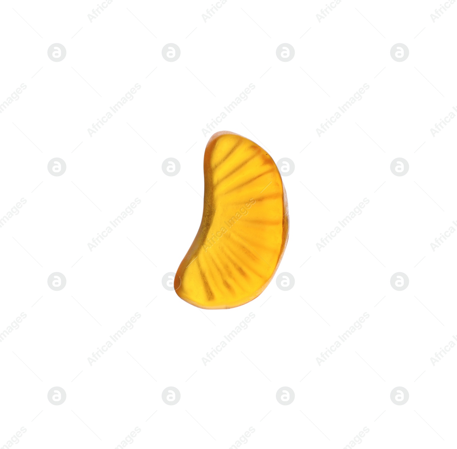 Photo of Tasty jelly candy in shape of orange slice isolated on white