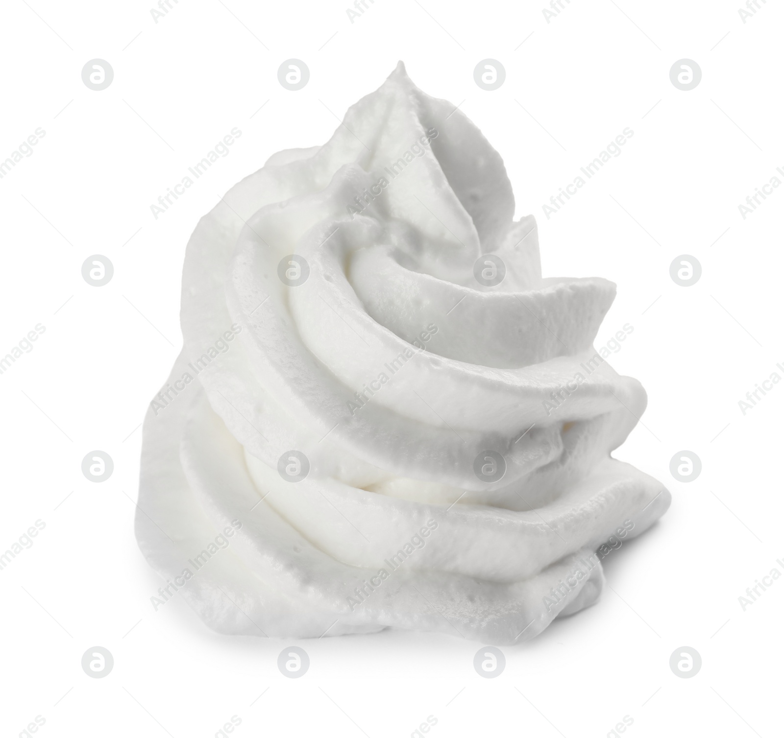 Photo of Delicious fresh whipped cream isolated on white