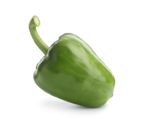 Ripe green bell pepper on white background