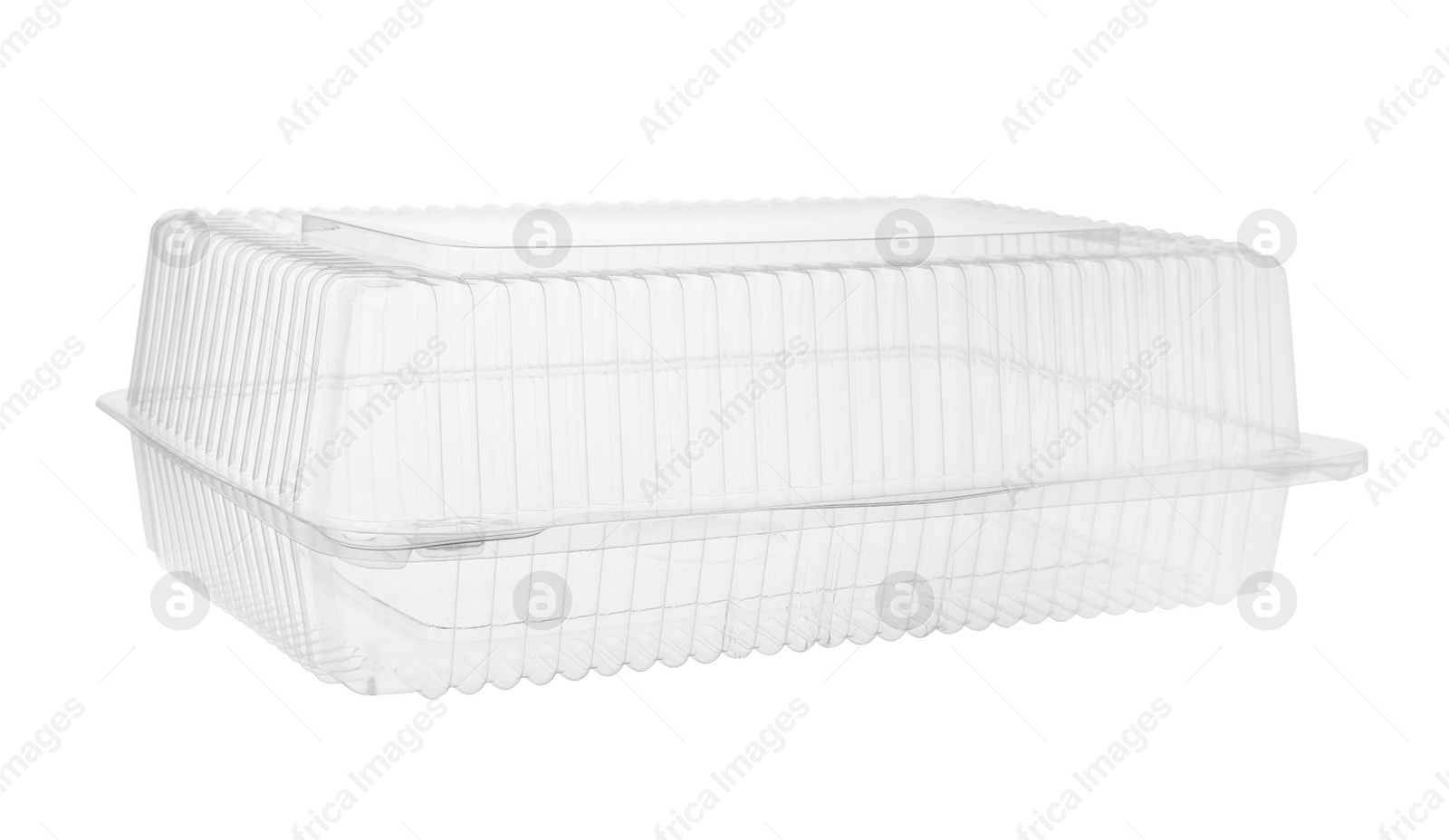 Photo of Empty plastic container for food isolated on white