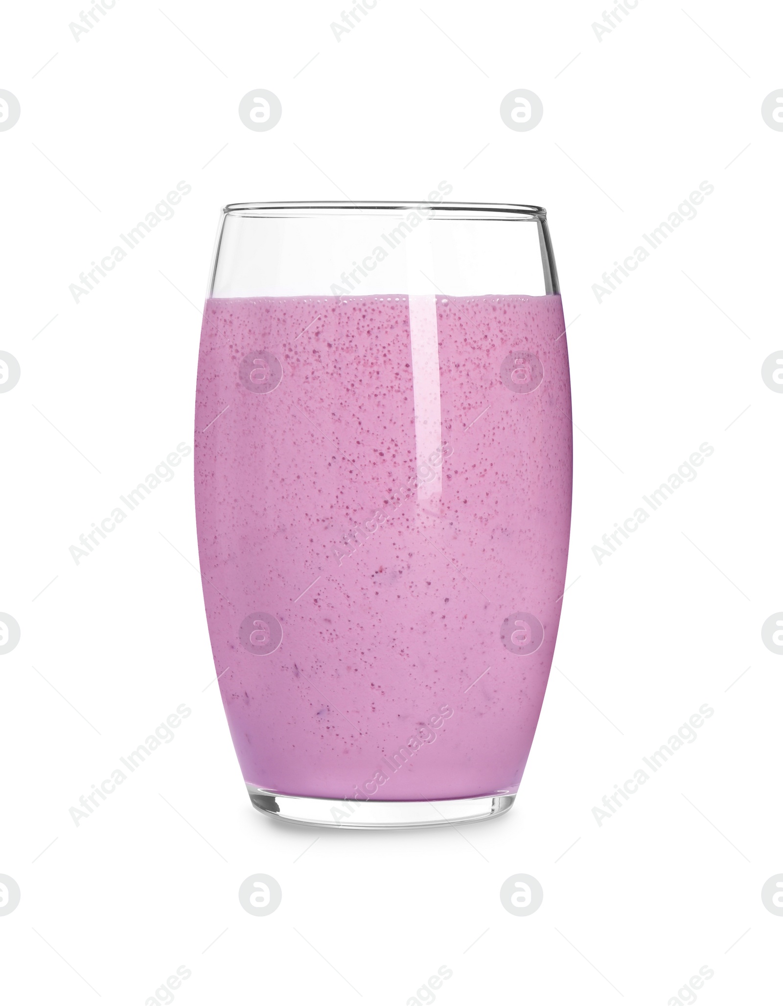 Photo of Delicious blackberry smoothie in glass on white background