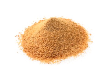 Photo of Pile of coconut sugar isolated on white