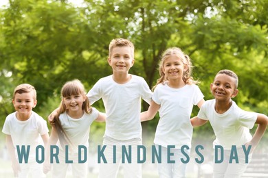 Image of World Kindness Day. Group of happy children outdoors