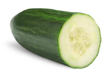 Photo of Half of long cucumber isolated on white