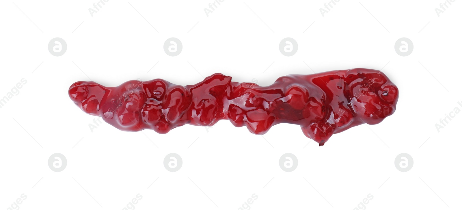 Photo of Fresh cranberry sauce isolated on white, top view