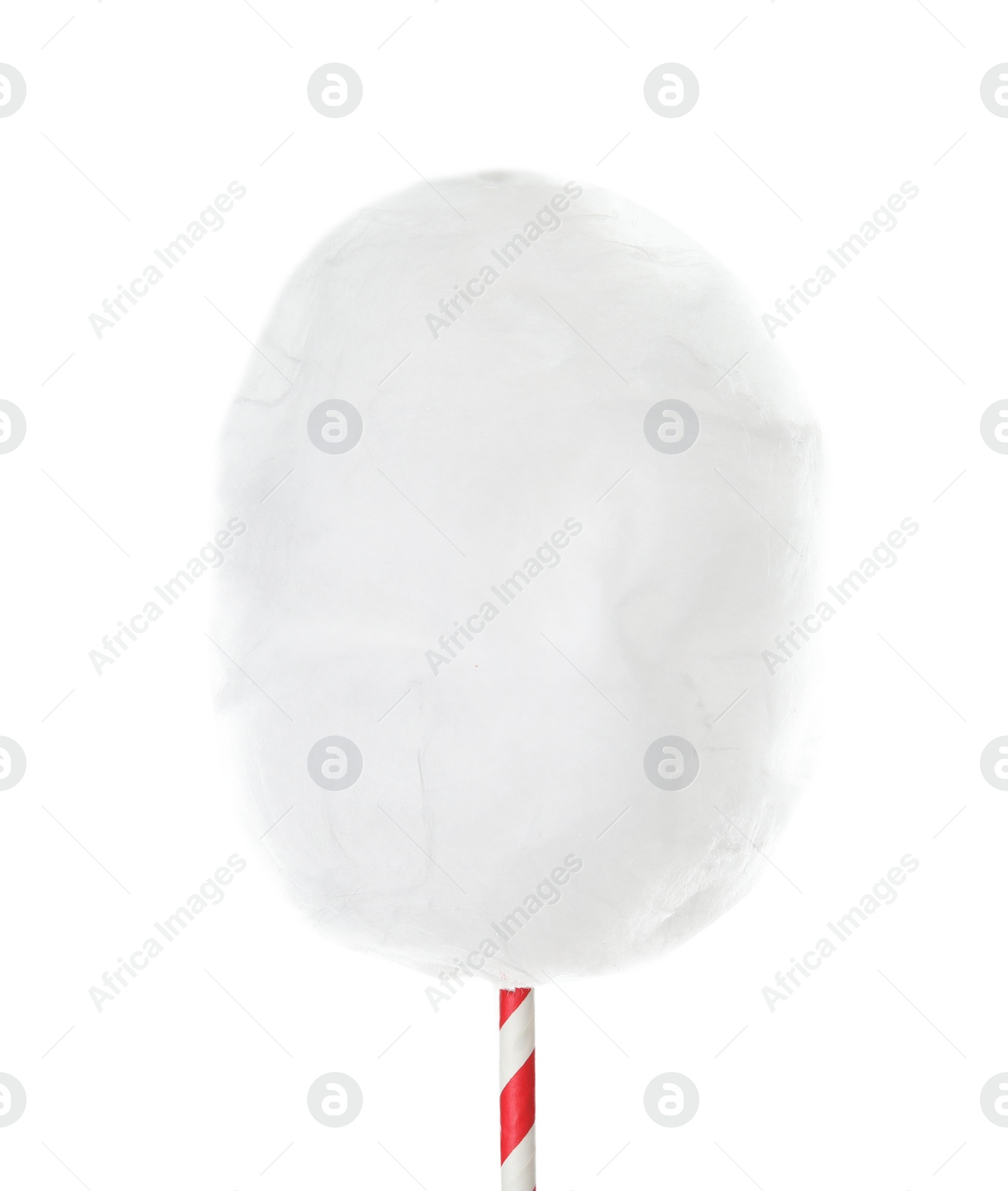 Photo of Straw with yummy cotton candy on white background