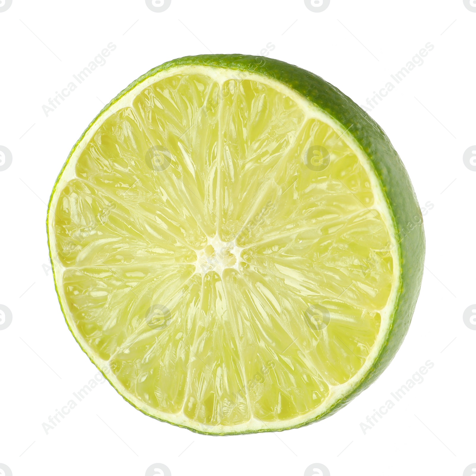 Photo of Half of fresh green ripe lime isolated on white