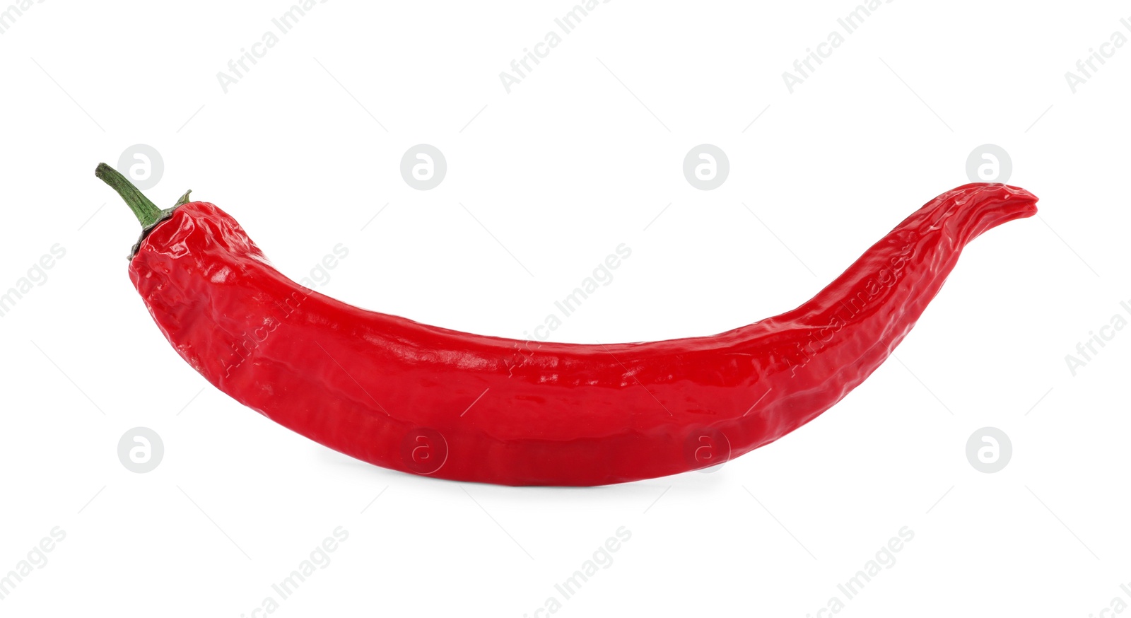 Photo of Fresh red chili pepper isolated on white. Potency concept