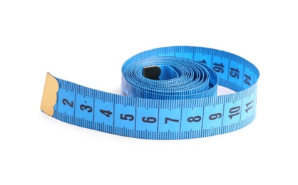 Photo of Measuring tape on white background