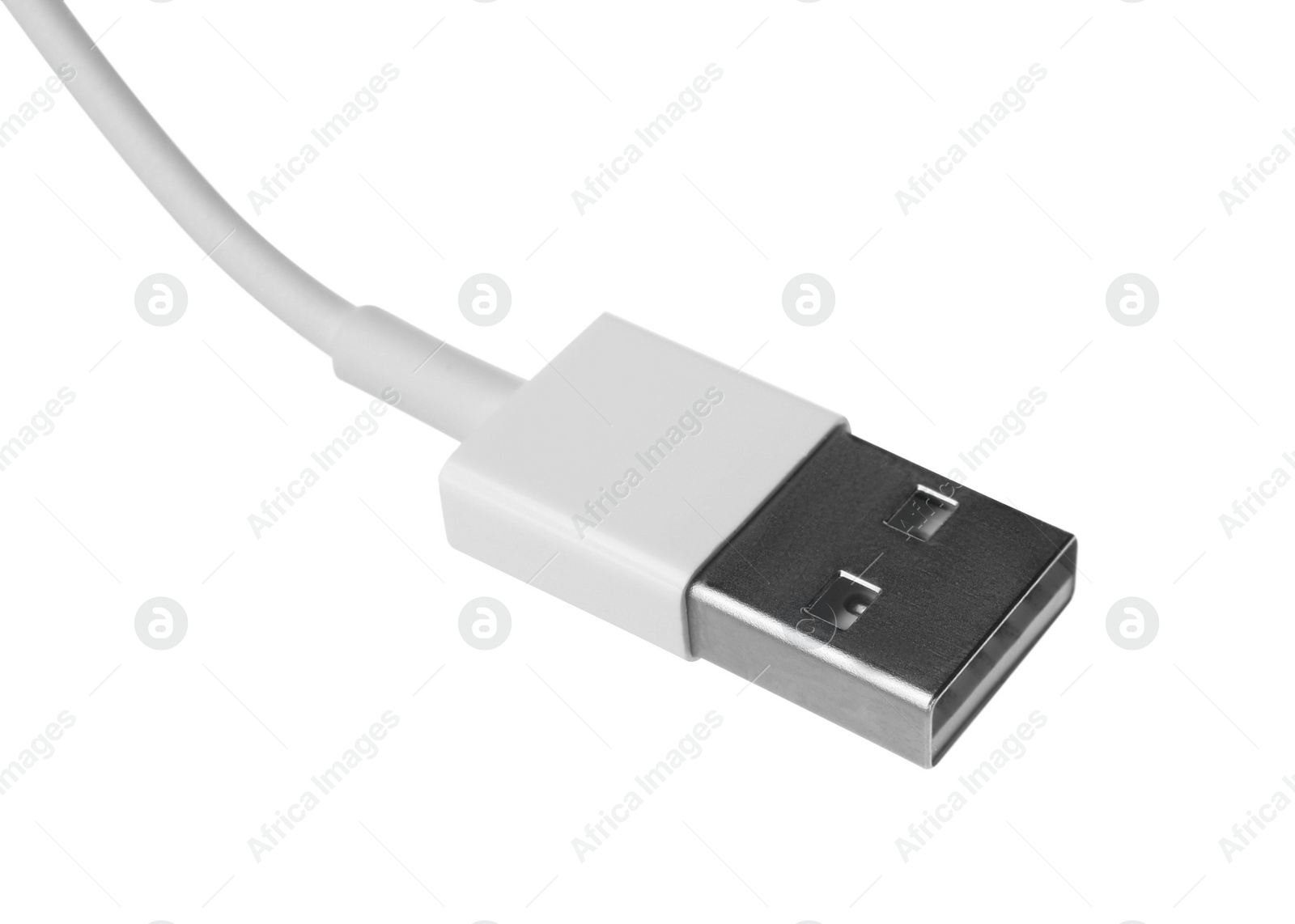 Photo of USB cable isolated on white. Modern technology