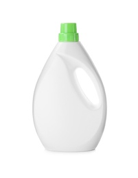 Photo of Bottle of detergent isolated on white. Cleaning supply