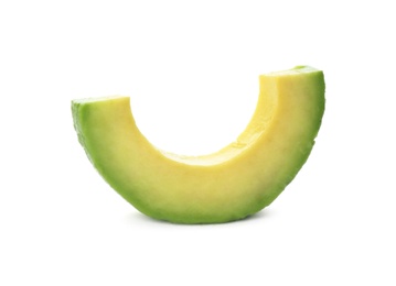 Photo of Slice of ripe avocado isolated on white