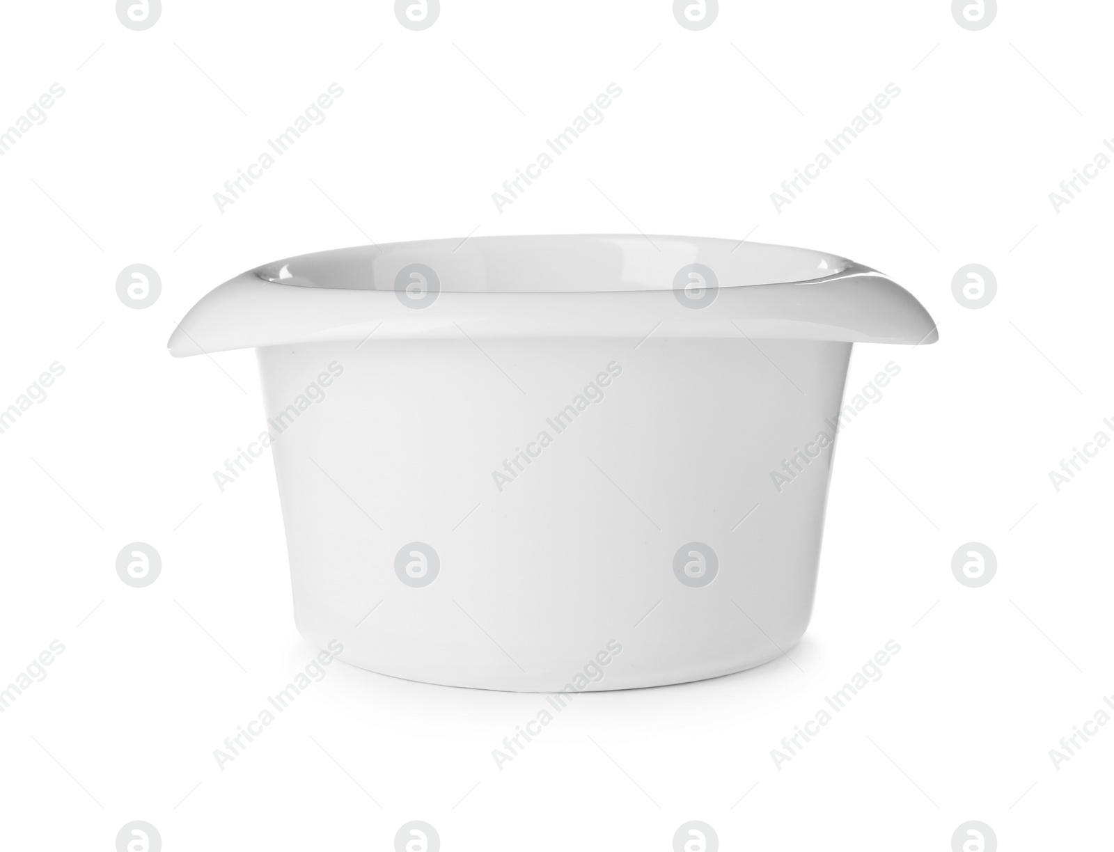 Photo of Ceramic bowl with space for text on white background. Washing dishes