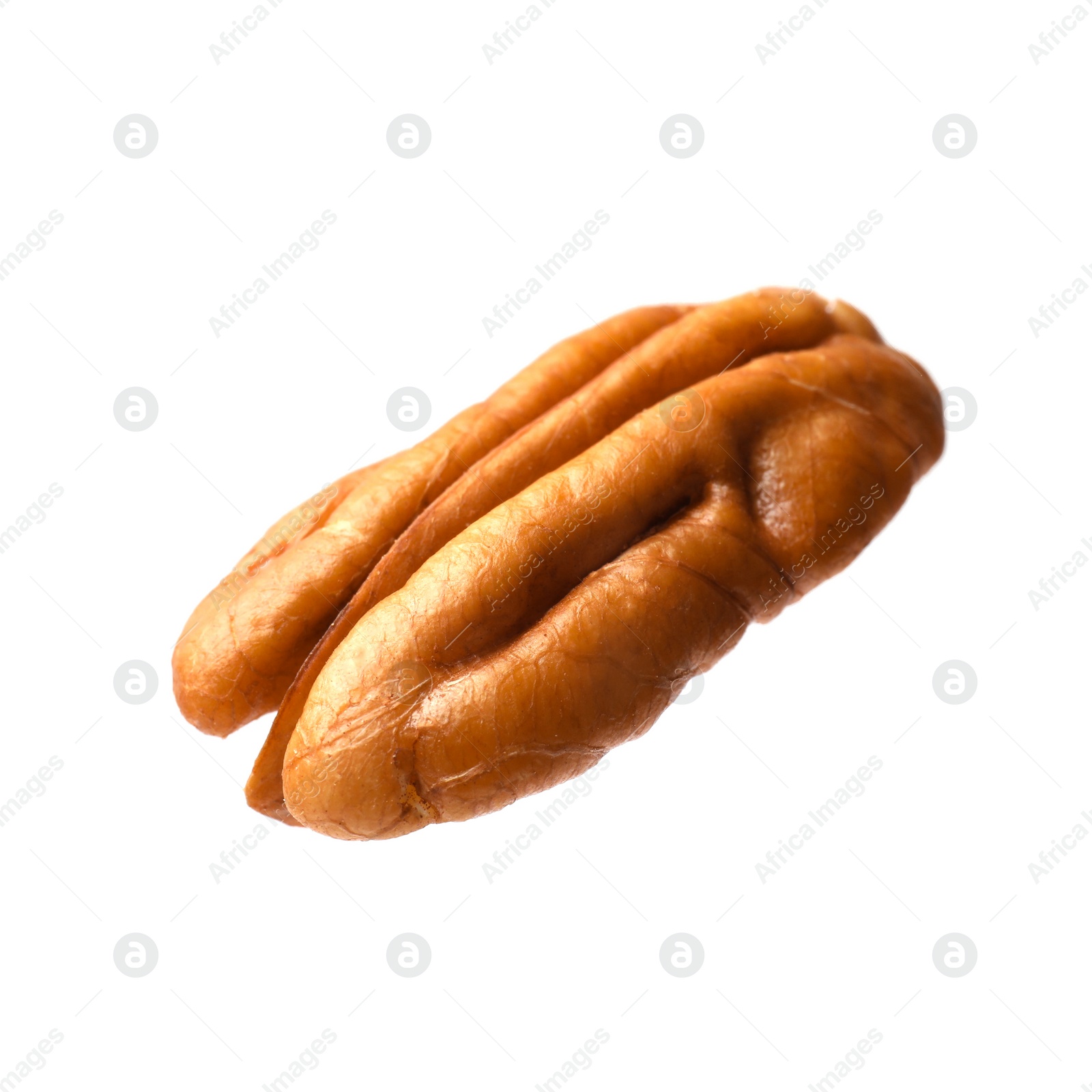 Photo of One tasty pecan nut isolated on white