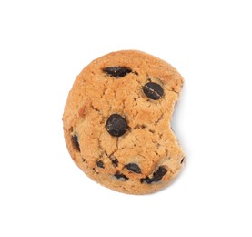 Bitten chocolate chip cookie isolated on white