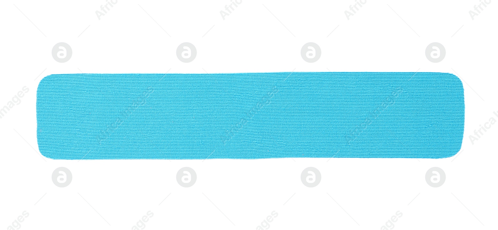 Photo of Light blue kinesio tape piece on white background, top view