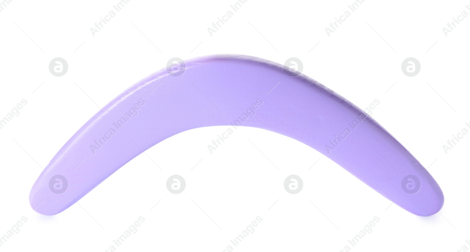 Photo of Purple boomerang isolated on white. Outdoors activity