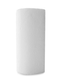 Roll of paper towels on white background