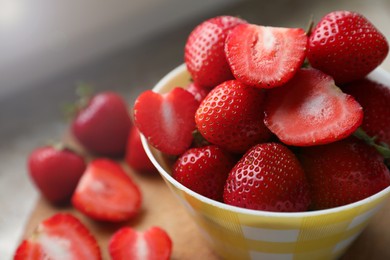 Photo of Fresh juicy strawberries on table, closeup view