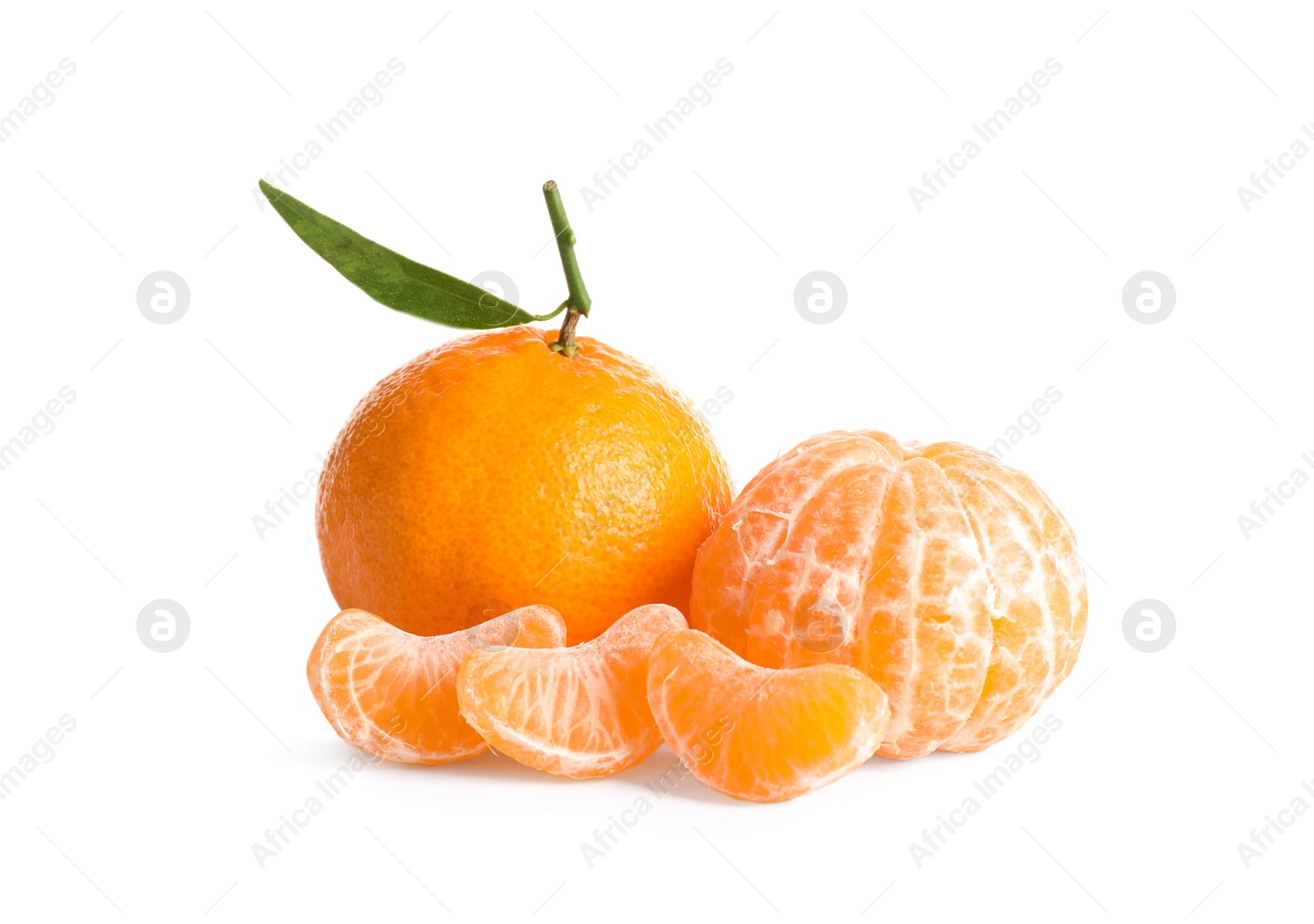 Photo of Fresh ripe juicy tangerines isolated on white