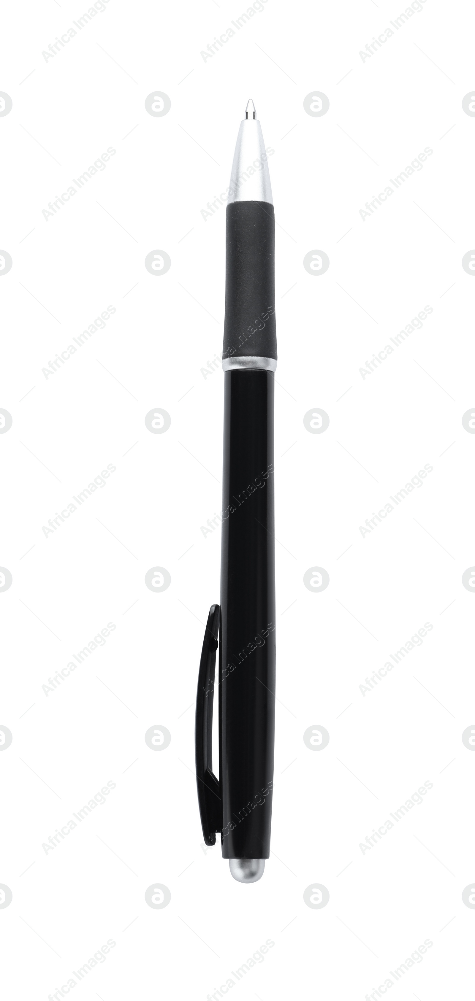 Photo of New retractable pen isolated on white. School stationery