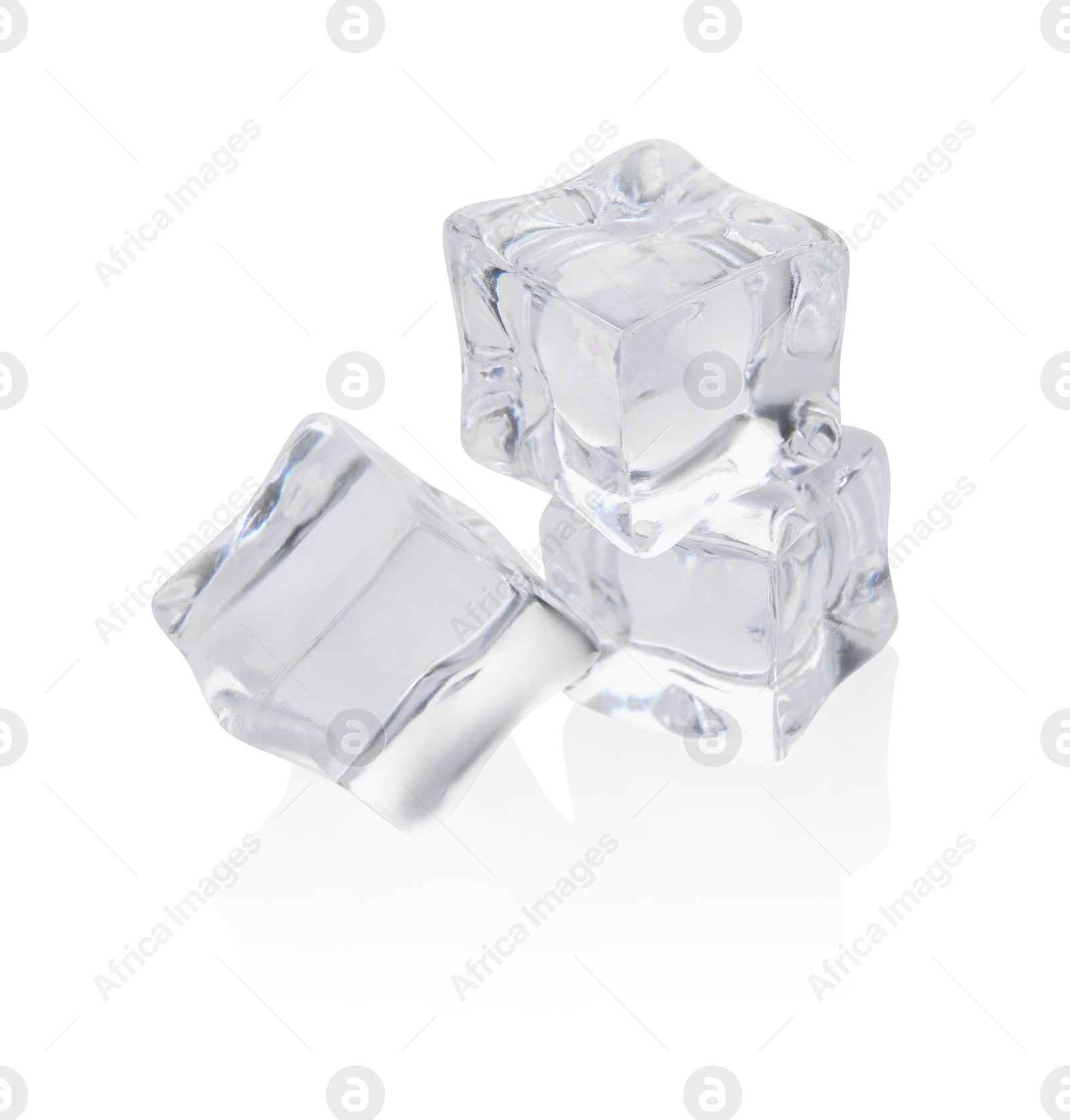 Photo of Crystal clear ice cubes isolated on white