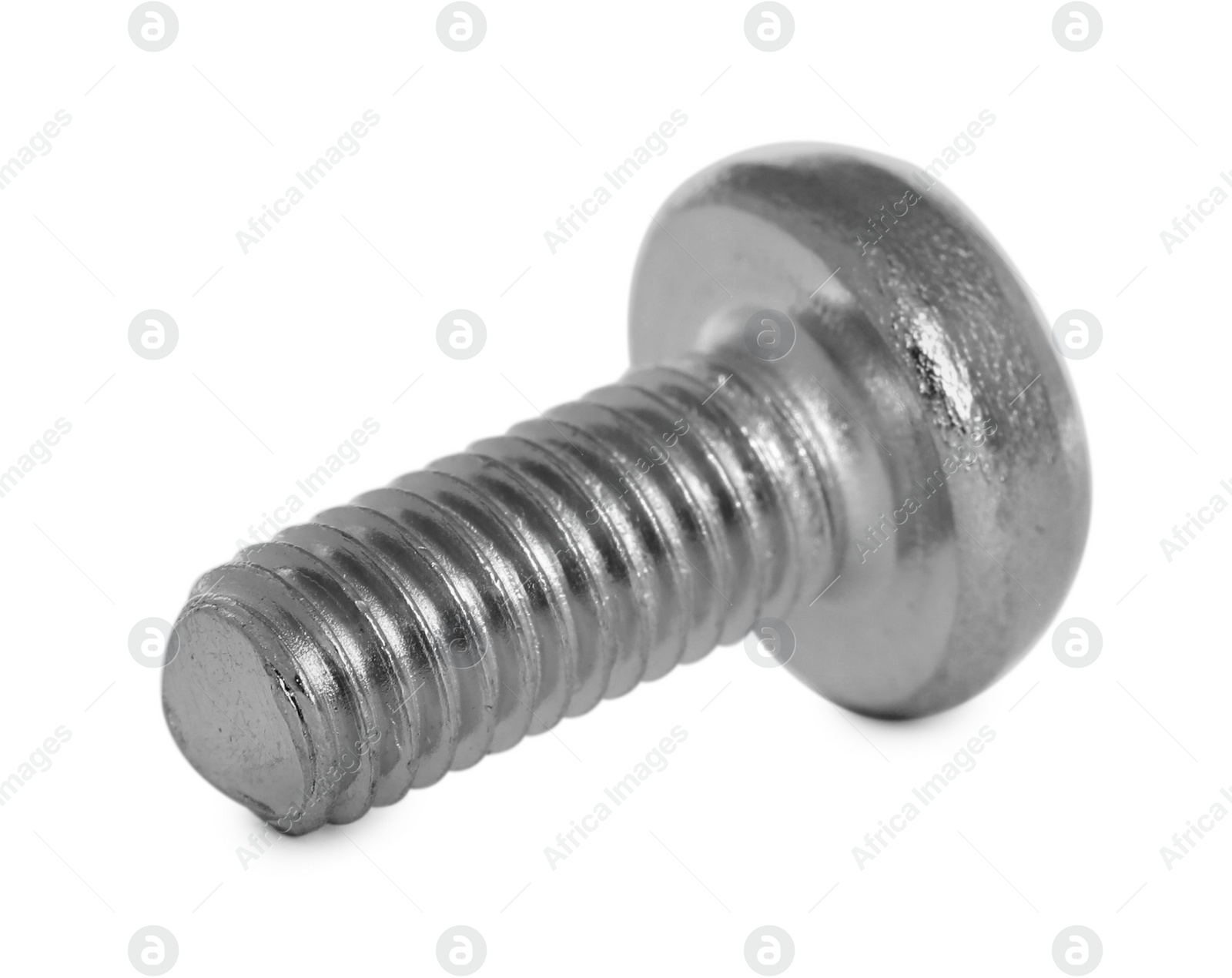 Photo of One metal carriage bolt isolated on white