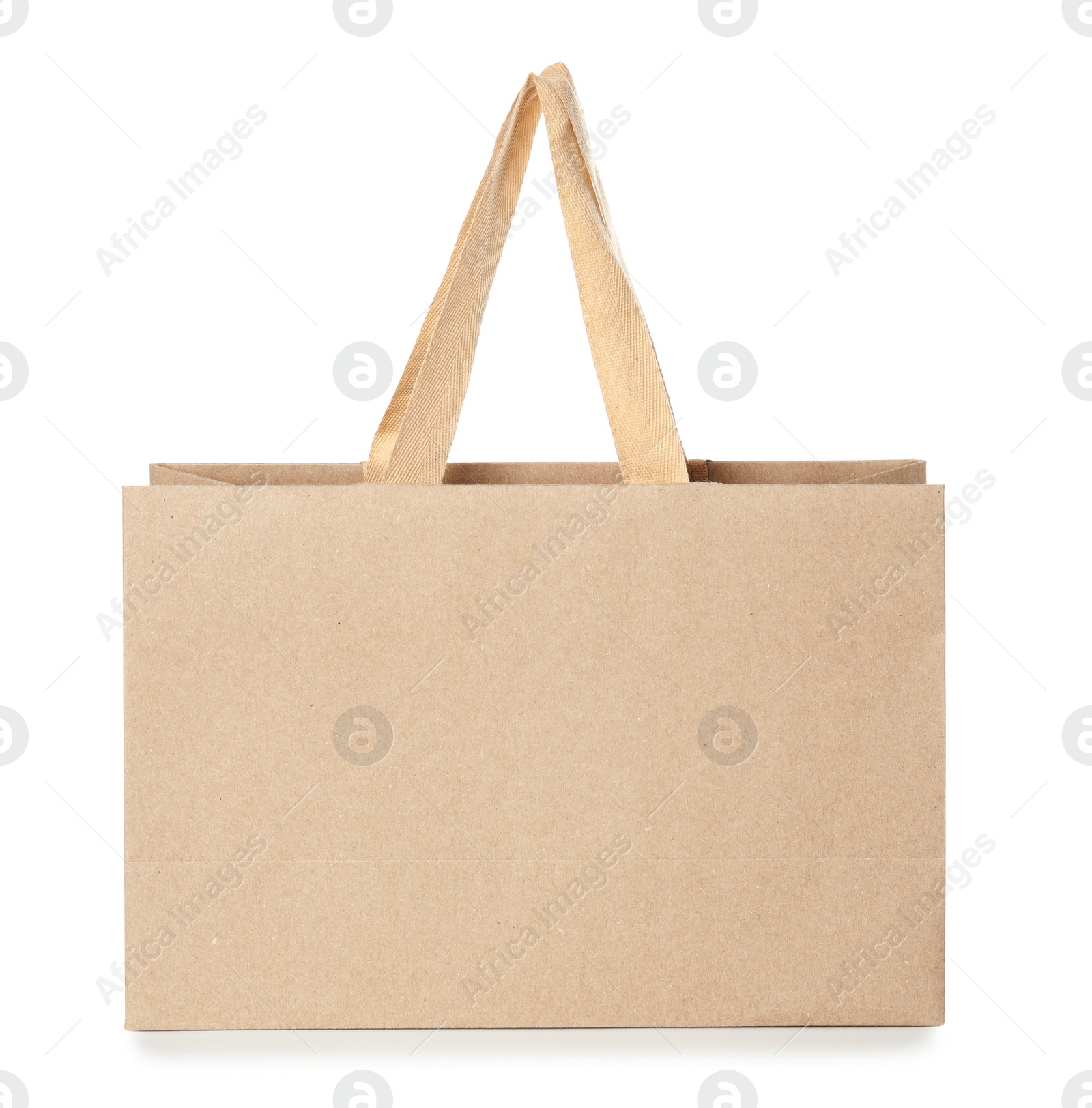 Photo of Paper shopping bag isolated on white. Mock up for design