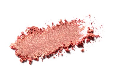 Photo of Crushed eye shadow on white background. Professional makeup product