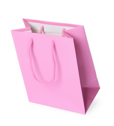 One pink shopping bag isolated on white