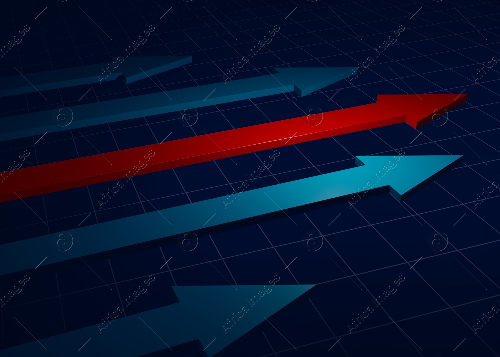 Illustration of Competition concept. Arrows and red one outgrowing, graphic Illustration