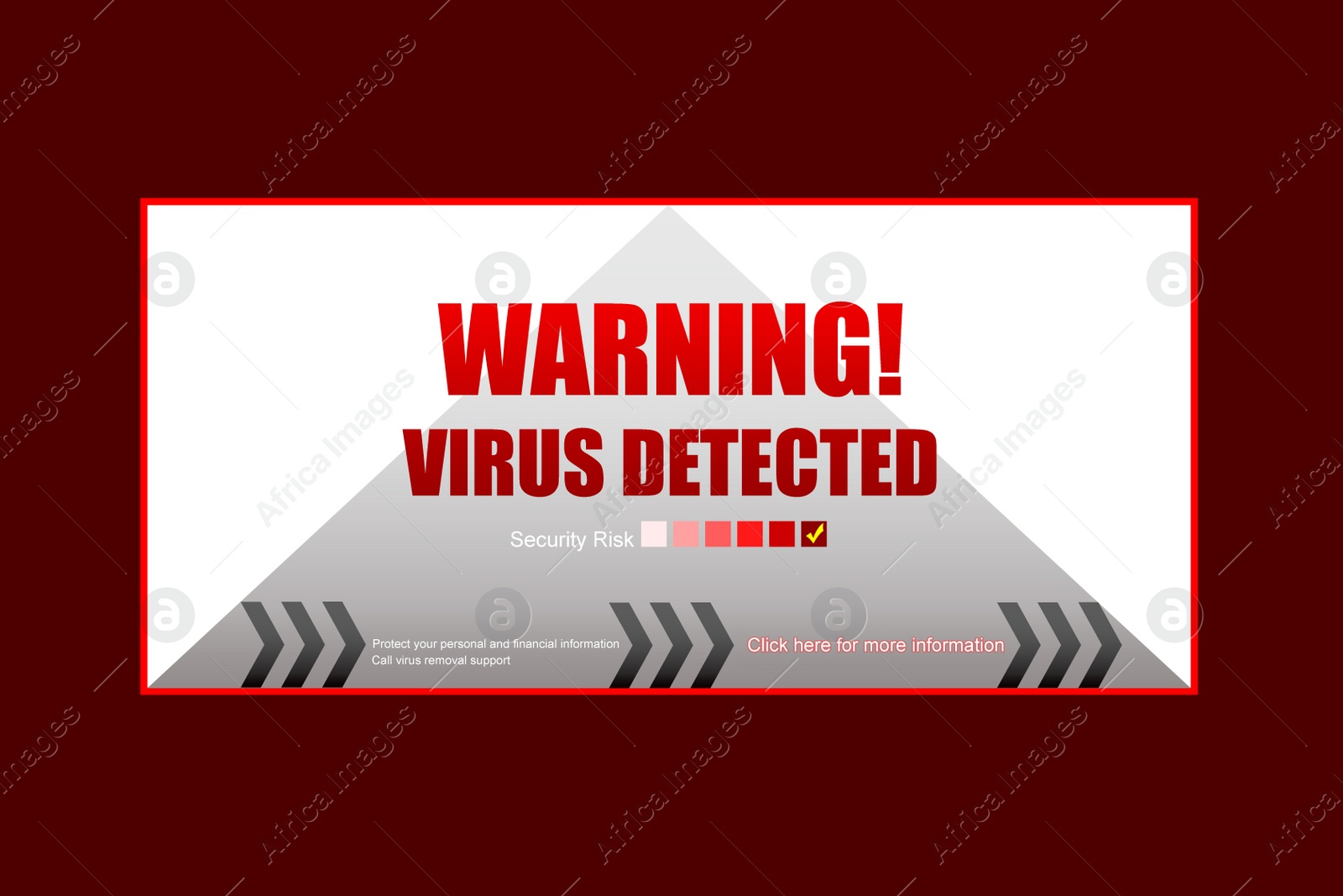 Illustration of Warning about virus attack to protect information. Illustration