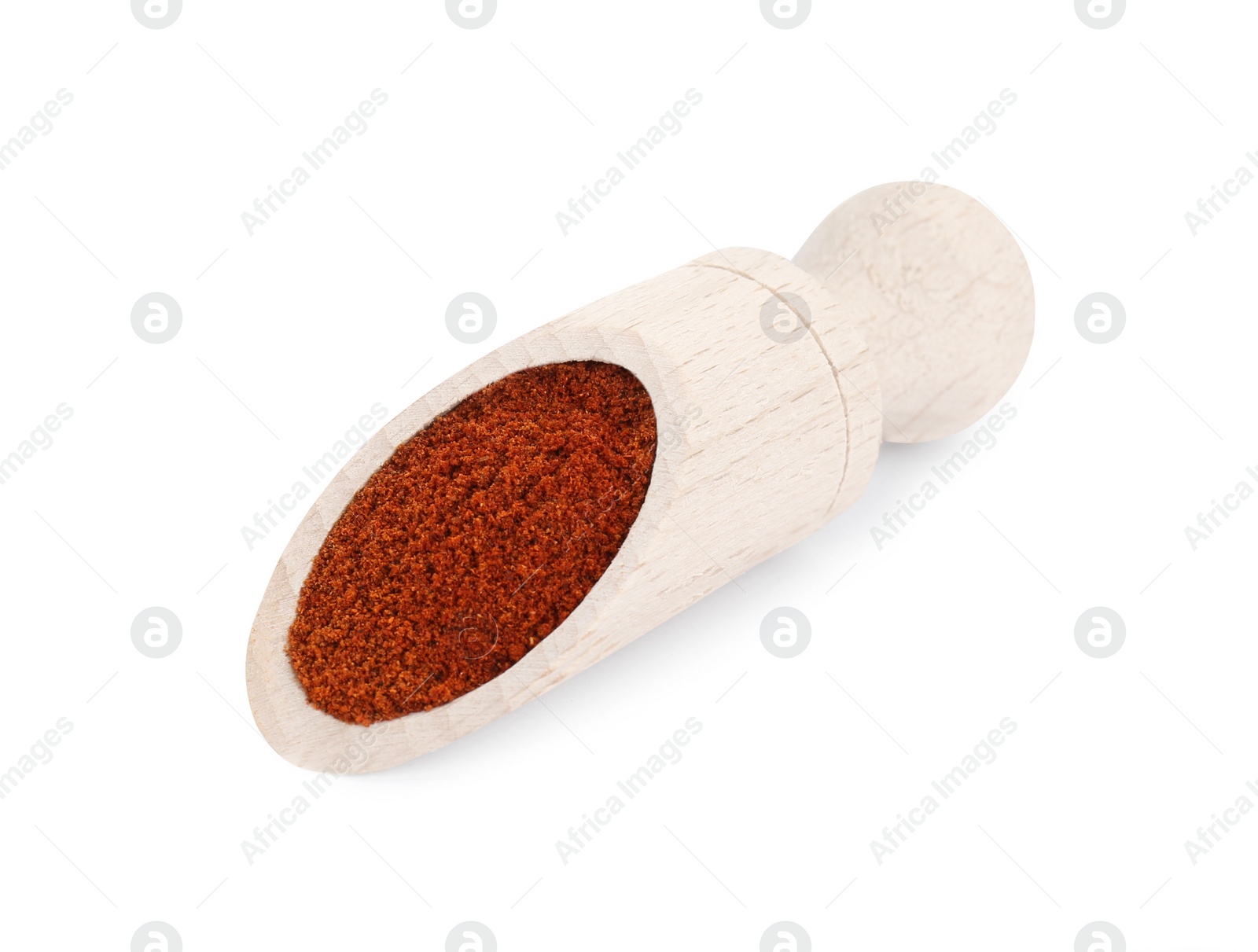 Photo of Scoop of aromatic paprika isolated on white