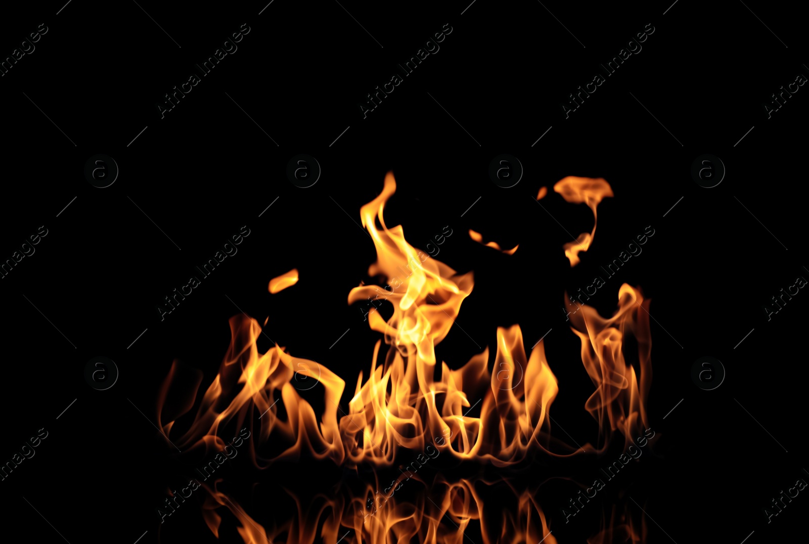 Photo of Beautiful bright fire flames on black background