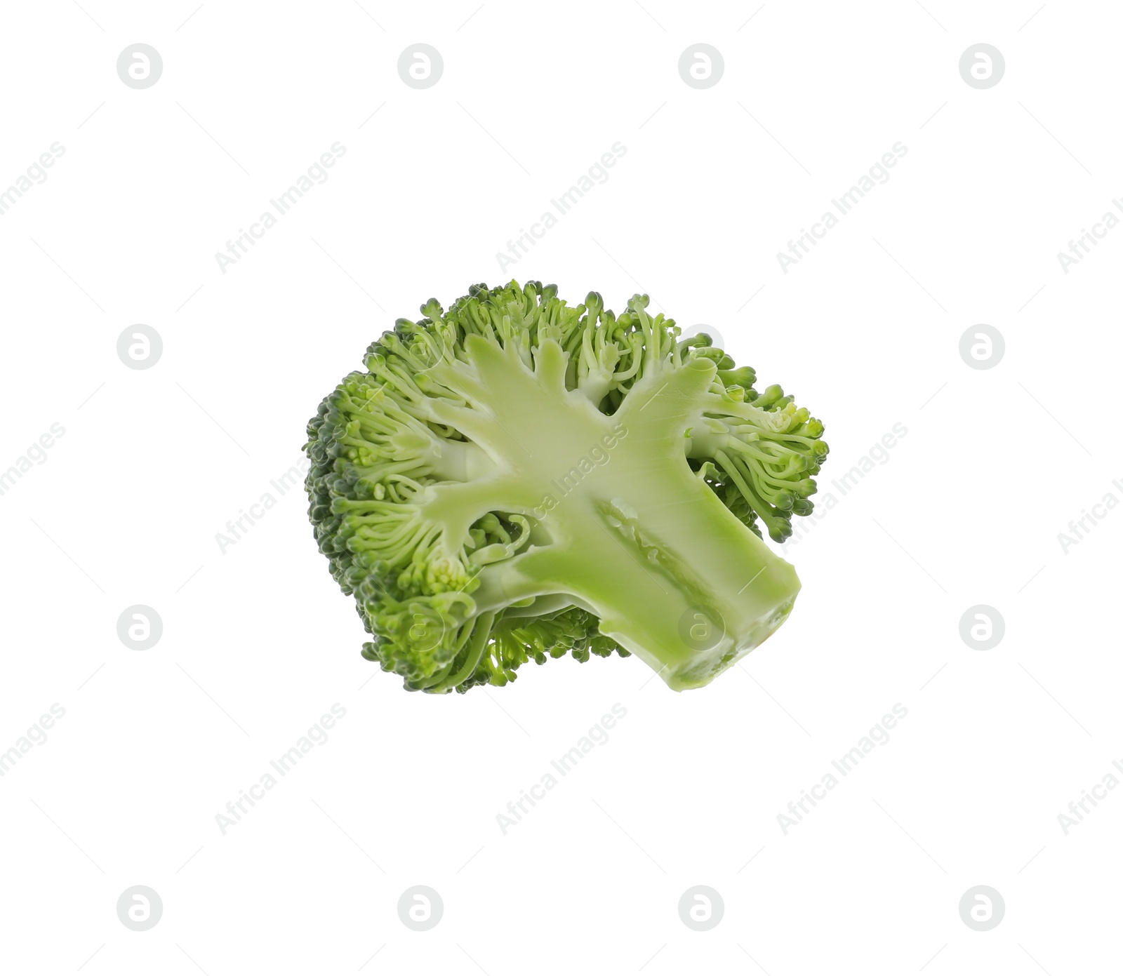 Photo of Slice of fresh green broccoli isolated on white